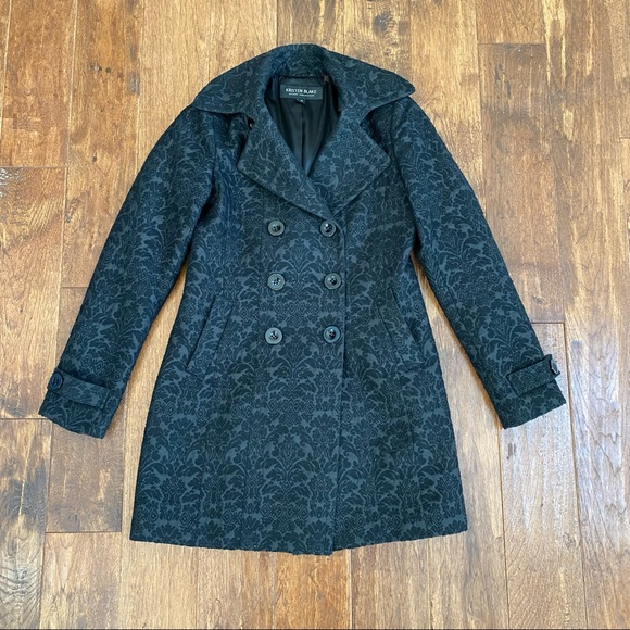 Kristen Blake Jackets & Blazers - Kristen Blake Black Wool Blend Brocade Coat 4
